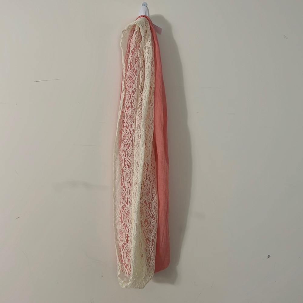 Pink and Cream Fabric and Lace Infinity Scarf || All Jazzed Up